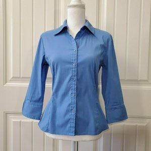 Como Womens Stretchy Buttoned Career Blouse Small